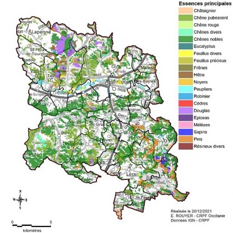 Cartographie des essences du PDM Coteaux secs de Mirepoix