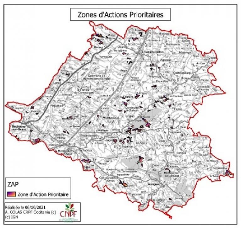 Zones d'actions prioritaires PDM Comminges